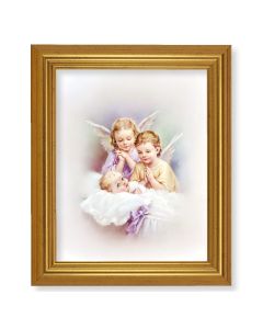 8" X 10" Guardian Angels Print With 10" x 12" Gold Leaf Finish Beveled Frame