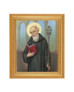 10" x 12" Gold Leaf Finish Beveled Frame with an 8" x 10" St. Benedict Print