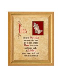 8" x 10" Serenity (Spanish) with Praying Hands Print With 10" x 12" Gold Leaf Finish Beveled Frame 