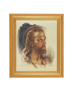 8" x 10" Sallman: Head of Christ Print With 10" x 12" Gold Leaf Finish Beveled Frame 