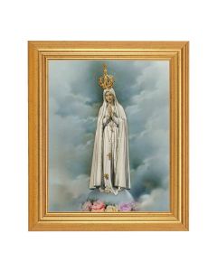 8" x 10" Pilgrim Virgin of Fatima Print With 10" x 12" Gold Leaf Finish Beveled Frame 