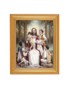 8" x 10" Chambers: Jesus with Children Print With 10" x 12" Gold Leaf Finish Beveled Frame 