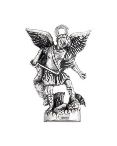 1 1/2" Saint Michael Antiqued Silver Finished Pendant