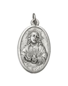 1 3/8" Scapular Medal in Antiqued Silver Finish