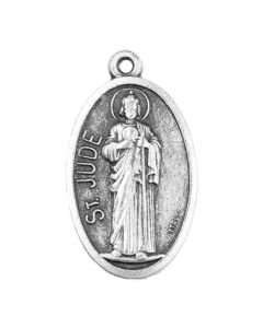 1 3/8" Saint Jude Medal in Antiqued Silver Finish
