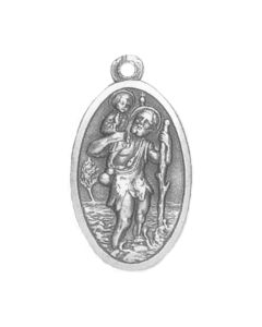 1 3/8" Saint Christopher Medal in Antiqued Silver Finish