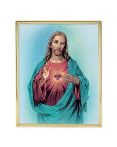 11" x 14" Gold Plaque Frame with a Sacred Heart of Jesus Print