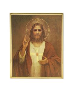 11" x 14" Gold Plaque Frame with a Chambers: Sacred Heart of Jesus Print
