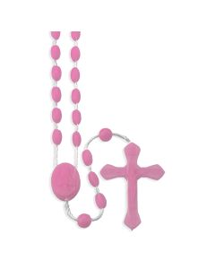 Pink Plastic Bead Rosary-P65