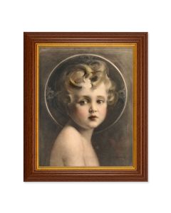 10 1/2" x 12 1/2" Walnut Finish Beveled Frame with 8" x 10" Light Of The World Textured Art