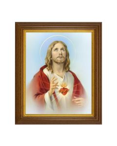 10.5" x 12.5" Walnut Finished Beveled Frame with 8"x10" Sacred Heart of Jesus Print 