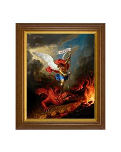 8"x10" Archangel Saint Michael Defeating the Dragon Print in 10.5"x12.5" Walnut Finished Beveled Frame 
