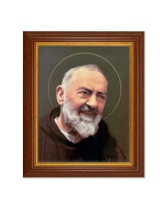 10 1/2" x 12 1/2" Walnut Finish Beveled Frame with 8" x 10" Padre Pio Textured Art
