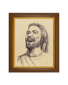 10 1/2" x 12 1/2" Walnut Finish Beveled Frame with 8" x 10" Segura: Joyful Christ Textured Art