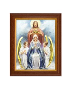8" x 10" 8 x 10 Chambers: Jesus Crowning Mary Print in 10.5" x 12.5" Walnut Finished Beveled Frame 