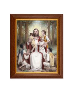 8" x 10" Chambers: Jesus with Children Print in 10.5" x 12.5" Walnut Finished Beveled Frame 