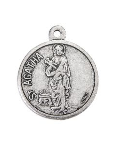 1 1/4" Saint Agatha Medal in Antiqued Silver Finish