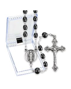 Black Wood Rosary with box