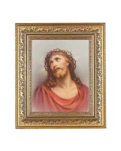 12 1/2" x 14 1/2" Ornate Gold Leaf Antique Frame with 8" x 10" Christ in Agony Print