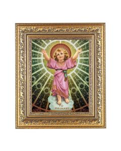 12 1/2" x 14 1/2" Ornate Gold Leaf Antique Frame with 8" x 10" Divino Nino Print