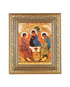 12 1/2" x 14 1/2" Ornate Gold Leaf Antique Frame with 8" x 10" Holy Trinity Print
