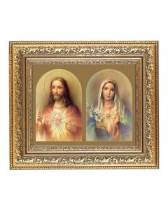 12 1/2" x 14 1/2" Ornate Gold Leaf Antique Frame with 8" x 10" The Sacred Heart's Print