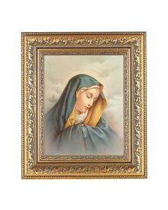 12 1/2" x 14 1/2" Ornate Gold Leaf Antique Frame with 8" x 10" Our Lady of Sorrows Print