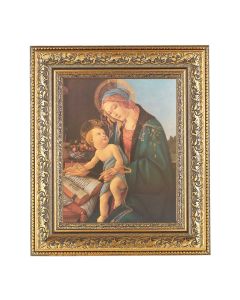 12 1/2" x 14 1/2" Ornate Gold Leaf Antique Frame with 8" x 10" Botticelli: Madonna and Child Print