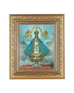 12 1/2" x 14 1/2" Ornate Gold Leaf Antique Frame with 8" x 10" Virgen de San Juan Print