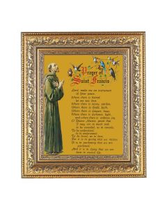 12 1/2" x 14 1/2" Ornate Gold Leaf Antique Frame with 8" x 10" Prayer of Saint Francis Print
