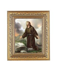 8" x 10" Saint Francis of Assisi Print with an Antique Gold Frame 12 1/2" x 14 1/2"