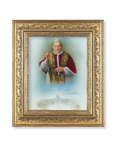 12 1/2" x 14 1/2" Ornate Gold Leaf Antique Frame with 8" x 10" Saint John XXIII Print