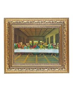 12 1/2" x 14 1/2" Ornate Gold Leaf Antique Frame with 8" x 10" The Last Supper Print