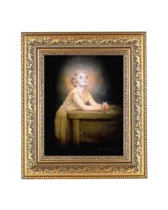 12 1/2" x 14 1/2" Ornate Gold Leaf Antique Frame with 8" x 10" Thy Will be Done Print