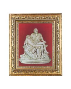 12 1/2" x 14 1/2" Ornate Gold Leaf Antique Frame with 8" x 10" The Pieta Print