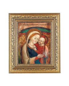 12 1/2" x 14 1/2" Ornate Gold Leaf Antique Frame with 8" x 10" Our Lady of Good Counsel - Genazzano Print