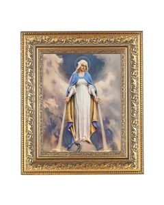 12 1/2" x 14 1/2" Ornate Gold Leaf Antique Frame with 8" x 10" Chambers: Our Lady of Grace Print
