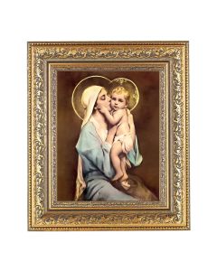 12 1/2" x 14 1/2" Ornate Gold Leaf Antique Frame with 8" x 10" Chambers: Queen of Mothers Print