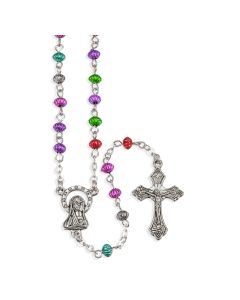 4mm Ridged Multicolored Fluted Bead Rosary 