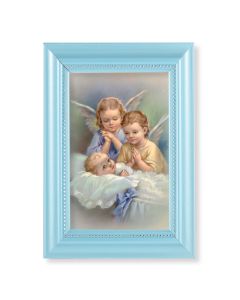 5 1/2" x 7" Pearlized Baby Blue Frame with a Guardian Angels Print