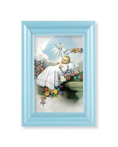 5 1/2" x 7" Pearlized Baby Blue Frame with a Baptism Print