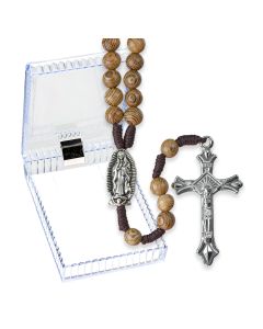 6mm Our Lady of Guadalupe Wood Bead Rosary, Boxed-P65