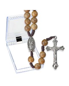 8mm Our Lady of Guadalupe Wood Bead Rosary, Boxed-P65