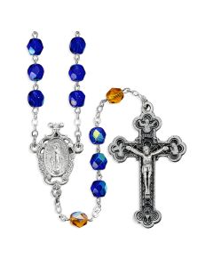 Dark Sapphire and Topaz Bead Rosary, Boxed