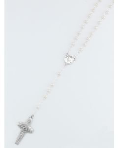 4mm White Pearlized Bead Pope Francis Rosary