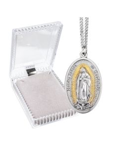2" Our Lady of Guadalupe Medal on 24" Stainless Steel Chain