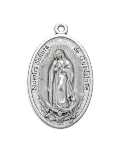 1 3/4" Our Lady of Guadalupe Medal in Antiqued Silver Finish
