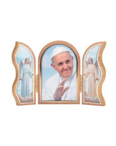 3 1/2" x 5" Pope Francis Blue Back Standing Triptych