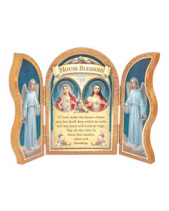 House Blessing Grand Standing  Natural Wood Triptych