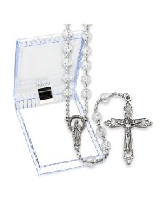 Clear Acrylic Bead Rosary, Boxed